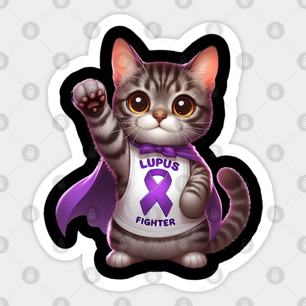 Feline Warrior: Cute Cat Lupus Fighter Sticker by Divineshopy